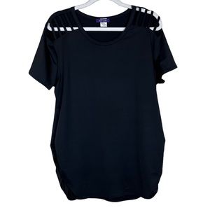 Hot Gal Black Scoop Neck Short Sleeve XL Blouse